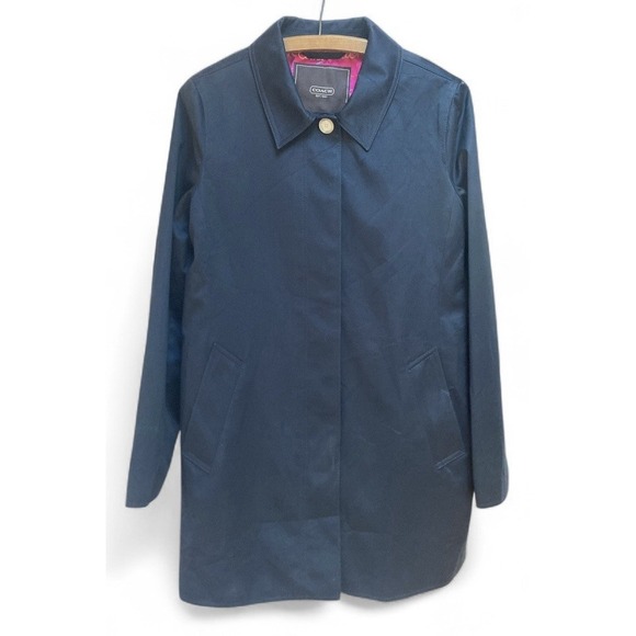 Coach Jackets & Blazers - COACH 1941 Women's Medium Black Hidden Button Cotton Coat Jacket Slit Pockets